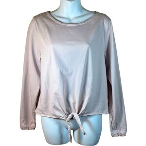 Spartina Briella long-sleeve tie-front tee in soft lavender size L